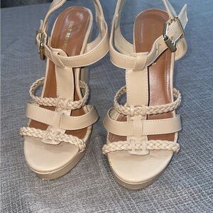 Beige Braided Strap Women Sandals